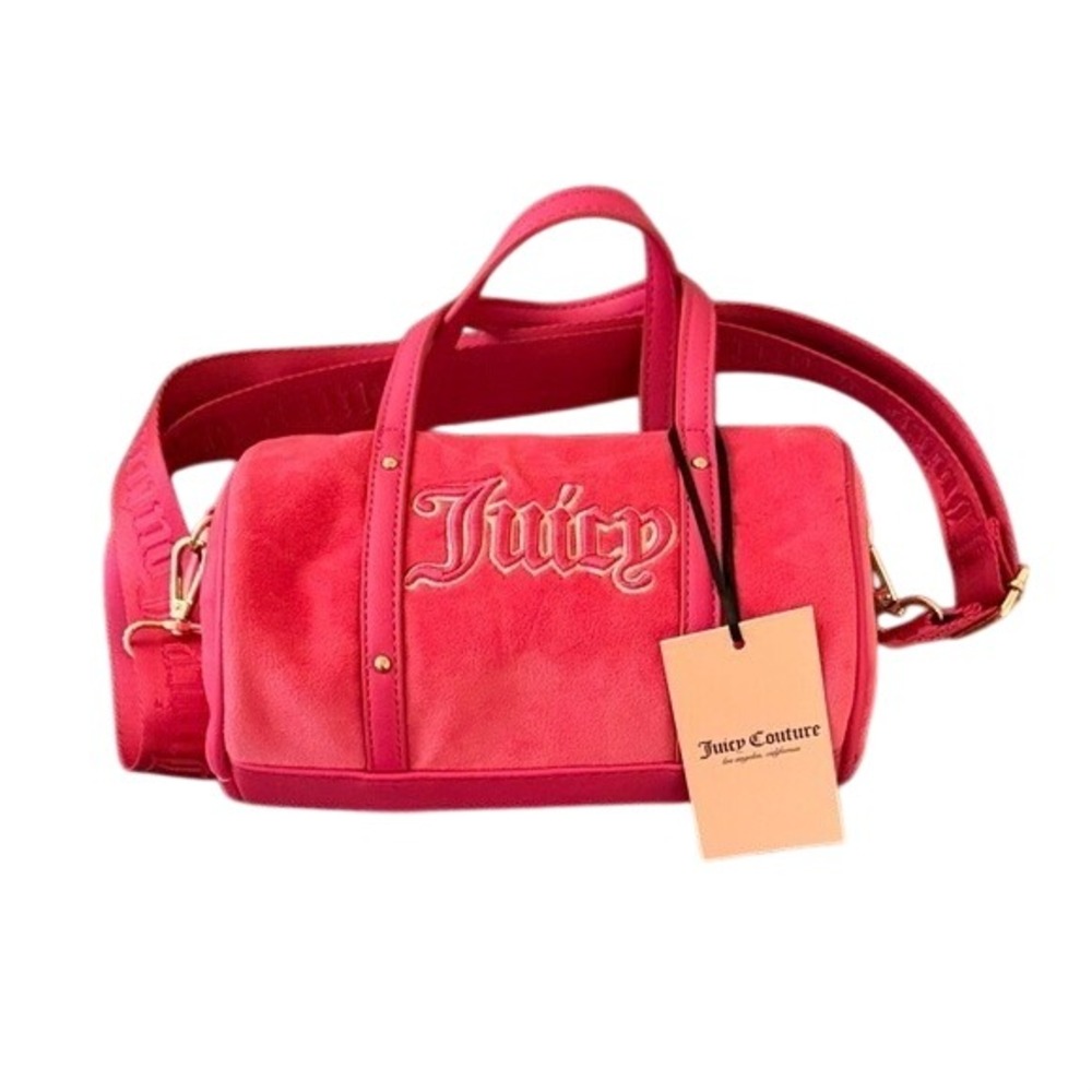 Juicy Couture Queen of Everything Mini Barrel Bag Pink Velour 11JCCOBJC-FL NEW